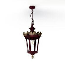 Die Hängeleuchte präsentiert sich in einem tiefen Rotton, kombiniert mit einer dekorativen goldenen Krone am oberen Rand. Die klare Glaseinfassung zeigt die moderne LED-Glühbirne, die für ein warmes und gleichmäßiges Licht sorgt. Perfekt für luxuriöse oder traditionelle Innenräume, hebt sich das Design durch seinen einzigartigen Farbmix hervor. Die robuste Metallkette fügt sich nahtlos in das Design ein.