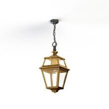 Die Place des Vosges 2 Nr. 1 von Roger Pradier ist eine elegante Hängeleuchte aus vorpatiniertem und versiegeltem Messing. Ihr 4-eckiges Design mit klaren Lampengläsern und die sichere Metallkette machen sie ideal für Terrassen, Haustüren und Gartenbereiche.