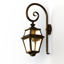 Diese hochwertige, viereckige Wandleuchte kombiniert klassisches Pariser Design mit moderner Verarbeitung. Die Gold-Patina und das geschwungene Wandarm-Design in Form eines Bischofsstabs, verleihen jedem Außenbereich Charme und passt gut zu Haustüren oder anderen Eingängen.