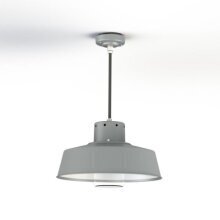 Das Licht der Faktory Nr. 2 tritt gezielt nach unten aus und sorgt für eine klare Ausleuchtung von Bodenflächen und Eingängen. Das Design ist rund mit Glaszylinder.