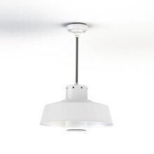 Die Faktory Nr. 2 in der Farbe Reinweiß bringt den angesagten Industriestil in Eingangsbereiche und Überdachungen. Robust, langlebig und wetterfest. Rundes Design mit Klarglas.