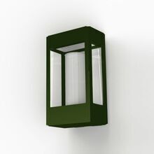 Das Edelstahl-Cover der Tetra Nr. 01 bietet zusätzlichen Schutz und verleiht der Außenleuchte eine luxuriöse Optik. Modernes, gradliniges Gehäuse in der Farbe Farn-grün. Scheiben aus Klarglas.