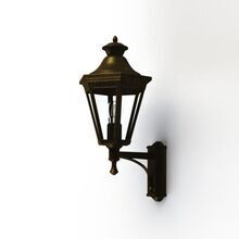 sechs Lampengläser und ein hochwertiges, Gold-Patina  Aluminiumgehäuse machen diese Außenleuchte zur idealen Beleuchtung für zeitlose Architektur. Auf dem Lampendeckel ist eine Zier-Pinie befestigt.