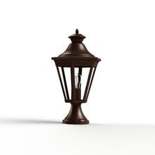 elegante und langlebige Leuchte aus Aluminium, erhältlich in 26 Farben, hier in Rostbraun. Zeitloses, sechseckiges Design für klassische und moderne Außenanlagen.