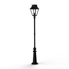 Der schlanke Mast und der elegant gestaltete Lampenkopf im klassischen Stil machen diese Außenleuchte zu einem harmonischen Blickfang für historische und moderne Gartenanlagen.