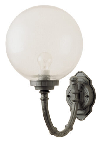 klassische Wandlampe mit Glaskugel und gebogenem Wandarm