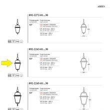 viereckige, klassische Deckenlampe zum Hängen Aries medium Nr. 2243-01,  von Framon Tradizione