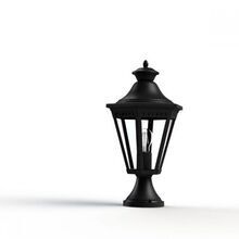 stilvolle Außenlampe mit kleinem Lampenfuß von Roger Pradier, gefertigt aus rostfreiem Aluminium. Ideal für Wege, Mauern und Eingangsbereiche.