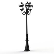Die Place des Vosges 2 Nr. 11 überzeugt durch ihr zeitloses Design und die Vielseitigkeit, die sie ideal für Parks, Gärten und Einfahrten macht. Verschiedene Farben bieten zusätzliche Individualität. Das Material besteht aus Aluminium. Der Leuchtenaufsatz trägt drei Laternen mit jeweils 8 Lampenscheiben.