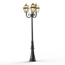 Die Gartenleuchte Place des Vosges Nr. 11 bringt klassischen, französischen Charme in Ihre Park- oder Garten - Außenbereiche. Das klassische Design und die hochwertige Verarbeitung machen sie zu einem Hingucker in jedem Garten. Material: Mast aus verziertem Aluminiumguss, schwarz. Laternen aus Messing, verziert mit französichen Elementen.