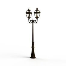 Die klassische Gartenleuchte Louis Philippe 3 Nr. 7 vereint robustes Aluminium in verschiedenen Farben mit einem hohen, verzierten Mast. Zwei viereckige Laternen sorgen für eine gleichmäßige Beleuchtung von Gartenwegen und Parkflächen.