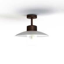 Der satiniert weiße Kunststoff-Teller und das lackierte Aluminiumgehäuse machen die Aubanne Nr. 2 zu einer stilvollen Wahl für Unterstände und Fassaden. Eine Deckenleuchte mit zeitloser Eleganz.
