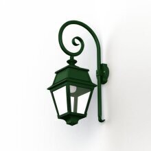 Die Avenue 2 Nr. 2 von Roger Pradier überzeugt durch ihr hochwertiges Aluminiumdesign und die klare Verglasung. Der gebogene Wandarm sorgt für eine elegante Optik, ideal für Hauswände und Haustüren.